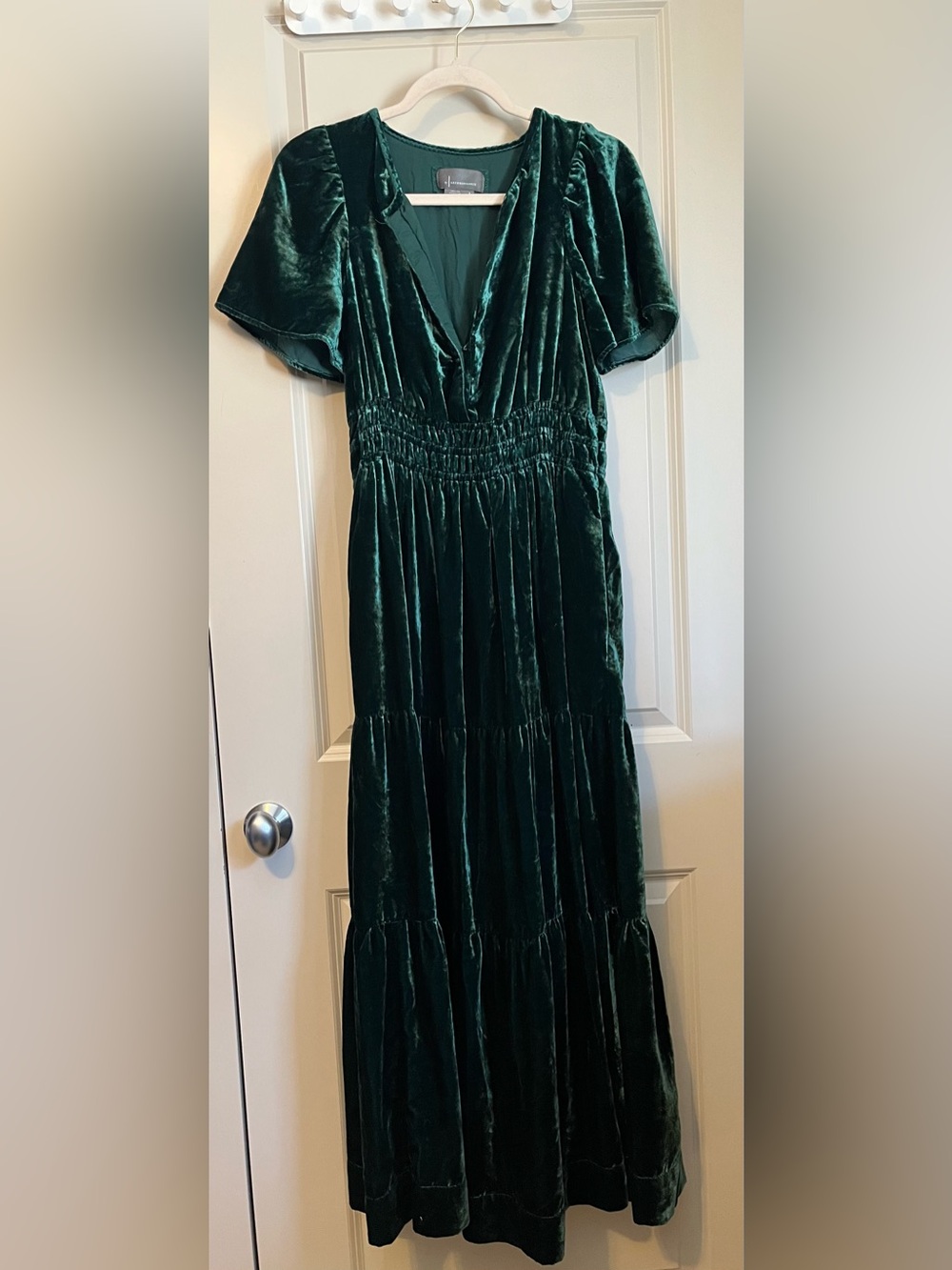 Anthropologie Somerset Dark Green Velvet Maxi Dress - Picture 2 of 6